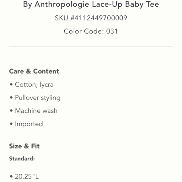 Anthropologie Lace Up Baby Tee Ribbed Moss Green Size Small Minimalist Staple - Picture 4 of 10